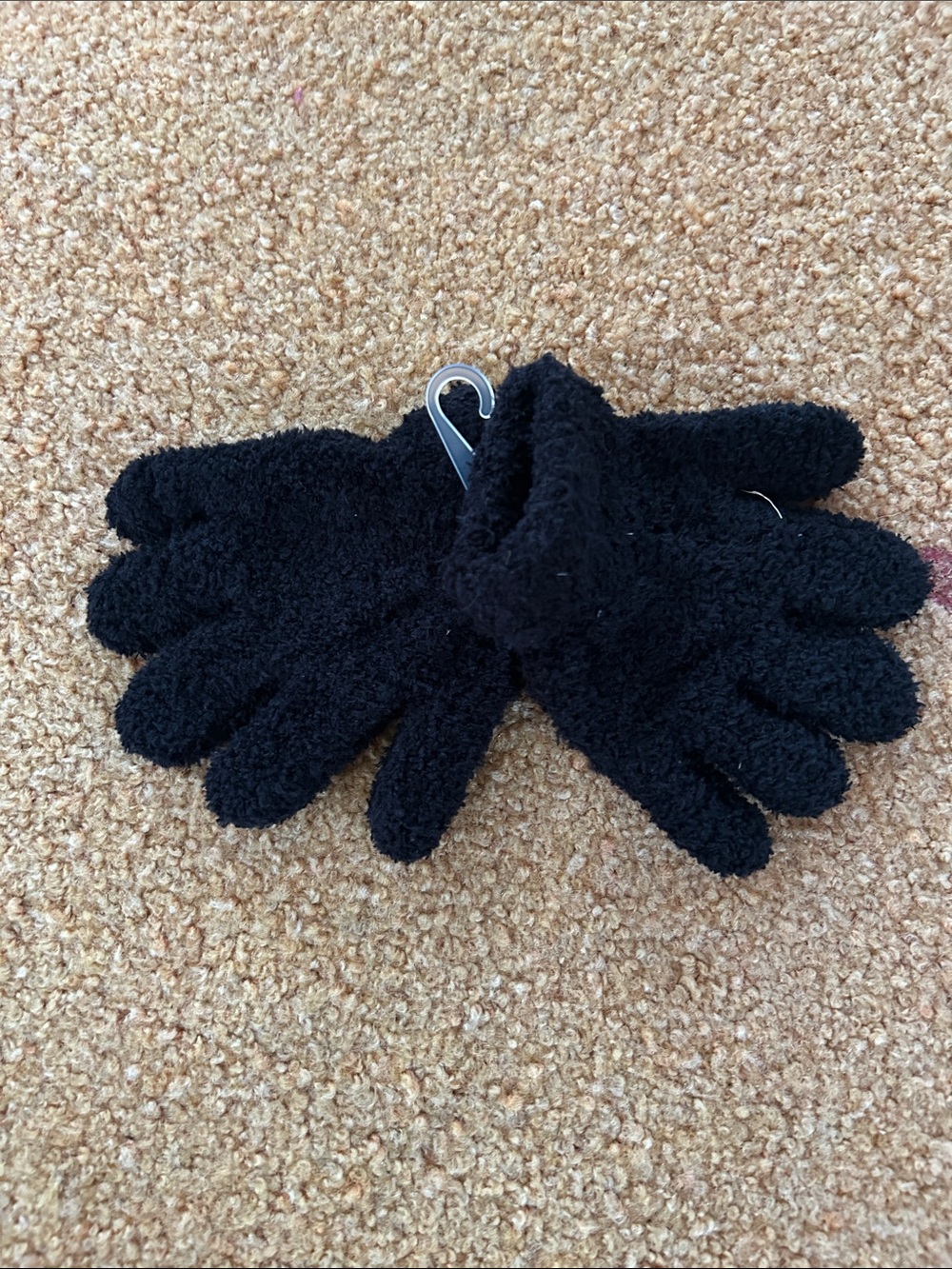 Cozy Black Fuzzy Kids Winter Gloves